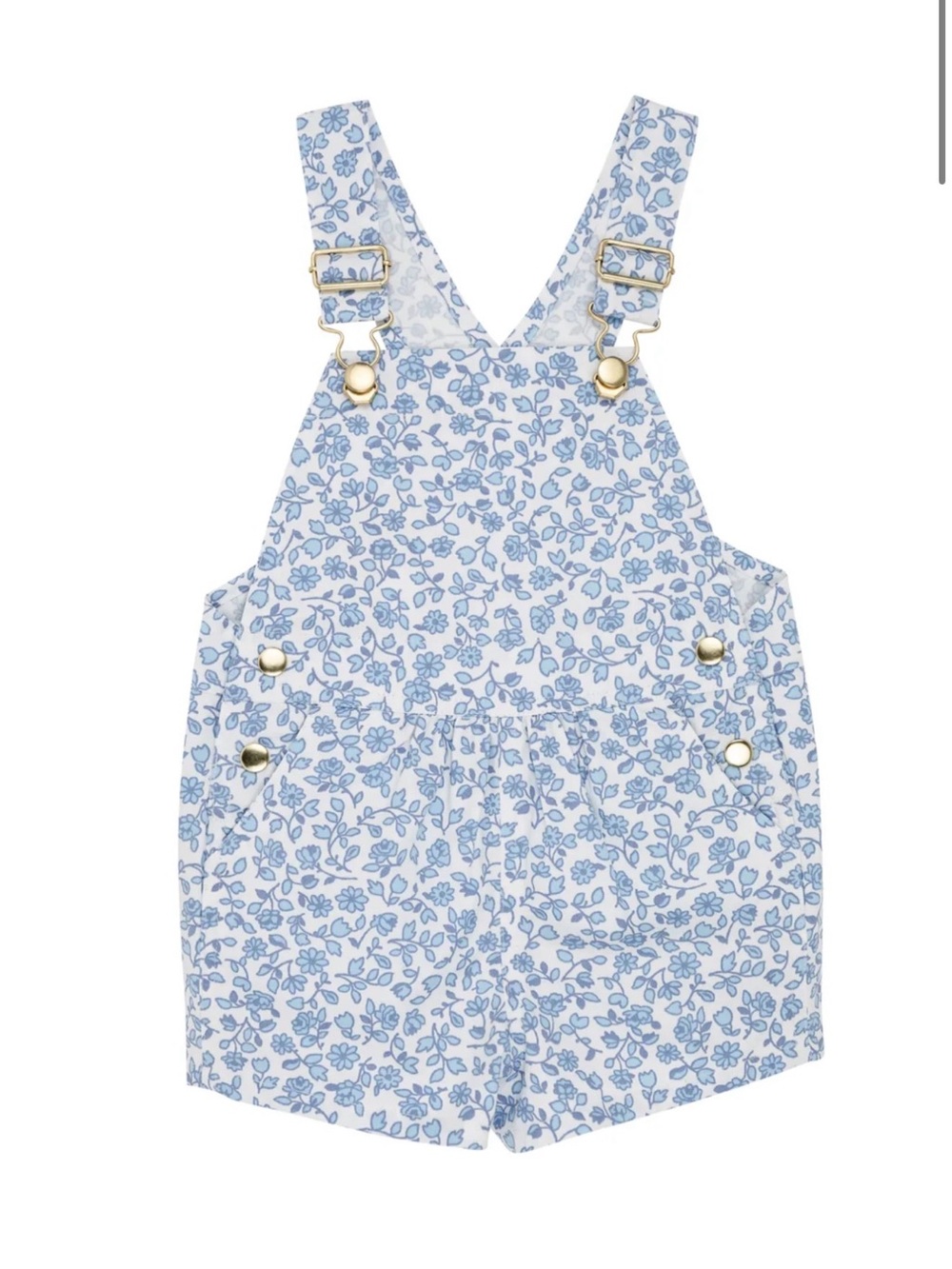 TBBC Channing Choo Choo Overalls blue and white Greenbriar Garden print size 5